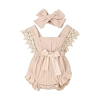 Douhoow Infant Baby Girl Plaid Romper Baby Short Sleeve Pleated Romper Bodysuit Summer Spring Outfits