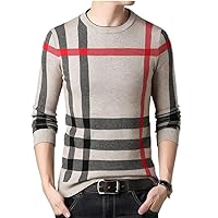 Men Sweaters Sweater Business Pullover Neck Mens Fit Slim Knitted for Man Casual Clothes