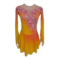 LIUHUO Figure Skating Dress Yellow Gradient and Embroidery Pattern Competition Performance