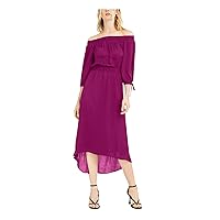 INC Womens Hi-Low Off-The-Shoulder Maxi Dress Purple XXL