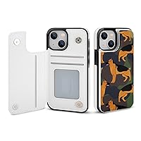 German Shepherd Flip Phone Case with Card Holder Protective Wallet Case Cover Compatible with iPhone 13 Mini