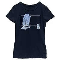 The Mandalorian Girl's Star Wars Distressed R2-D2 and Grogu T-Shirt