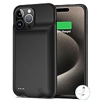 Battery Case for iPhone 15 Pro Max, [9000mAh] Slim Rechargeable Smart Extended Charging Case Compatible with iPhone 15 Pro Max (6.7 inch) Backup Power Battery Pack Charger Case-Black