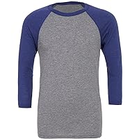 Canvas Mens 3/4 Sleeve Baseball T-Shirt (XS) (Gray/Navy Triblend)