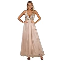 CHICTRY Women Sequin Bridesmaid Dress Sleeveless Maxi Formal Dress Cocktail Party Dress Ball Gown