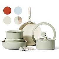 CAROTE 11pcs Pots and Pans Set, Nonstick Cookware Set Detachable Handle, Induction Kitchen Cookware Sets Non Stick with Removable Handle, RV Cookware Set, Oven Safe, Green