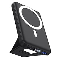 AOGUERBE Magnetic Power Bank, 10000mAh Foldable Wireless Portable Charger with USB-C Cable LED Display, Mag-Safe Battery Pack 22.5W PD Fast Charging for iPhone 15/14/13/12 Pro/Pro Max/Plus/Mini
