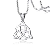 Celtic Trinity Knot Necklace - Witches Knot Pendant Stainless Steel Triangle/4-Pointed Celtic Star Charm Irish Jewelry Gifts for Men Women