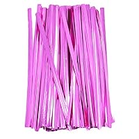 100pcs Colorful Metal Twist Ties for Bread Goodie Bag Party Decor (Rose Red,8cm)