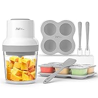 Baby Food Maker, HEYVALUE 13-in-1 Baby Food Processor Set for Baby Food, Fruit, Vegatable, Meat, Baby Food Blender with Baby Food Containers, Baby Food Freezer Tray, Silicone Spoons, Silicone Spatula (Gray)
