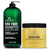 Botanic Hearth Keratin Hair Mask (16 oz) and Tea Tree Shampoo et (16 fl oz) Bundle