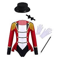 Girls Halloween Circus Ringmaster Costume Ringleader Tassel Dance Leotard Dress with Accessories Fancy Dress Up