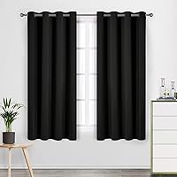 CUCRAF Blackout Curtains 54 inch Length, Thermal Insulated Room Darkening Window Curtains for Bedroom,Light Blocking Drapes for Kitchen Living Room,Set of 2 Panels, 52 x 54 Inch, Black