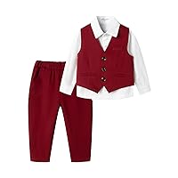Mud Kingdom Boys Suits for Weddings White Shirts, Vests and Pants Clothes Sets