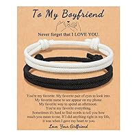 UNGENT THEM Adjustable Rope Couples Bracelets for Men, Boyfriend, Girlfriend, Soulmate, Husband, Wife - Anniversary Valentines Day Birthday Christmas Gift for Him and Her