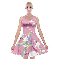 PattyCandy Womens Sexy Drapey Flare Holiday Party Dress Floral & Unicorn Prints Velvet Skater Dress,XS-5XL