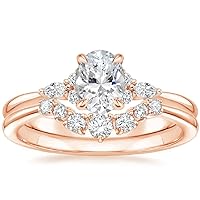 14K Rose Gold Silver Engagement Ring With 1 Carat Oval Total Weight Moissanite Comes With Gift Box Rings For Women Gift For Her Jewelry For Women