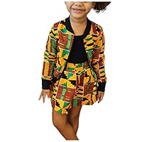 jascaela Girls 2 Piece African Print Outfits Bohemian Girls Jacket Coat Skirt Sets Spring Winter Clothing