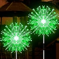 JJGoo Solar Garden Lights Solar Firework Lights, 2 Pack 120 LEDs 2 Lighting Modes Solar Lights Outdoor Waterproof for Garden Patio Walkway Pathway Party Wedding Christmas Decorative - Green