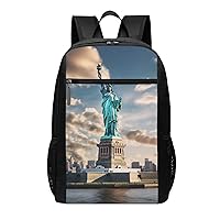 BREAUX Statue Of Liberty In Nyc Print Simple Sports Backpack, Unisex Lightweight Casual Backpack, 17 Inches