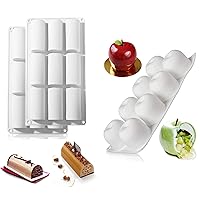 VIKROM 2 Pack Of Silicon Cake Mold For Baking With 9 Cavities For Cooking Cake, Roll, Chocolate & 3D Apple Cake Round Silicone Mold for Baking Dessert, Jelly, Ice Cream