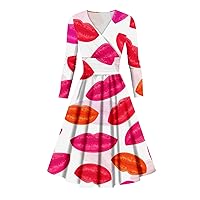 Women's Formal Dresses Fashion Casual Valentine's Day Print Long Sleeve V-Neck Sexy Dress, S-5XL