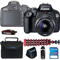 EOS 2000D / Rebel T7 Camera with EF-S 18-55mm f/3.5-5.6 III Lens (Black) + 16GB Memory Card + Pixi Basic Accessories (Renewed)