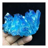Room Decoration Blue Halo Quartz Crystal vug Titanium Bismuth Silicon Cluster Rainbow (Size : 100-120g)