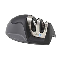 50009 Edge Grip 2-Stage Knife Sharpener, Black, Coarse & Fine Sharpeners, Compact for Easy Storage, Stable Non-Slip Base, Soft Grip Rubber Handle, Straight & Serrated Knives