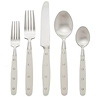 International Lyon 20-Piece Stainless Steel Flatware Place Setting, Ivory, Service for 1
