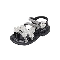 24 Months Girl Shoes Girls Leather Rhinestones Bow Flower Design Soft Toe Princess Dress Toddler Jelly Sandals Size 5
