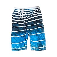 Men's Beachwear Loose Quick Drying Summer Shorts Surfing Pants Men's Striped Big Shorts Elastic Pants for Men