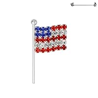 American USA Pin Wavy Prong Flag Brooch Rhinestone Inlaid Jewelry Patriotic Tie Tack Pin