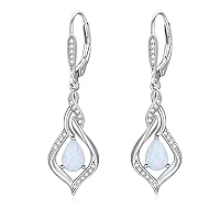 VONALA Opal Earrings Sterling Silver Infinity/Heart Opal Teardrop Earrings for Women Opal Leverback Earrings Opal Jewelry Gifts for Women Teens Girls Wife Mom Birthday