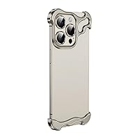 Aluminum Alloy Phone Case for iPhone 15/15Plus/15Pro/ProMax with Lens Film Irregular Metal Corner No Border (Gray,15Pro)