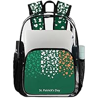 St.partrick's Day Clear Backpack Heavy Duty Transparent Bookbag for Women Men See Through PVC Backpack for Security, Work, Sports, Stadium