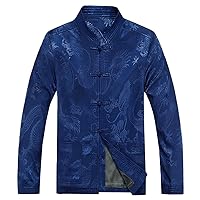 ZooBoo Chinese Men's Dragon Pattern Jacket - Martial Arts Kung Fu Long Sleeve Clothing for Men