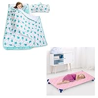 Toddler Nap Mat with Removable Pillow and Blanket, Whale & Standard Size Daycare/Pre-School Cot Kids Nap Mat Sheet, Pink