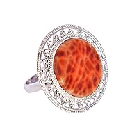 Authentic Mexican Fire Agate Gemstone 925 Solid Sterling Silver Ring Handmade Jewelry For Girls