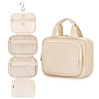 Narwey Hanging Toiletry Bag for Women Travel Makeup Bag Organizer Toiletries Bag for Travel Size Essentials Accessories Cosmetics (Brown (Medium))