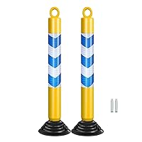 Driveway Barrier Traffic Barricade 2 4 5 6 8 12 Pack Traffic Delineator Post Cones with Detachable Rubber Base, Portable Reflective Parking Barrier Cones, for Garage/Construction Lot/Residential,