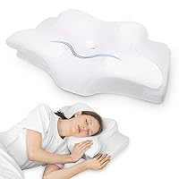 HOMCA Cervical Pillow for Neck Pain Relief, Ergonomic Neck Support Pillows for Sleeping, Orthopedic Memory Foam Neck Pillow for Side Back Stomach Sleepers with Soft Breathable Pillowcase