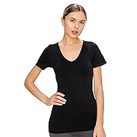 Kurve V-Neck Short Sleeve Seamless Top, UV Protective Fabric UPF 50+ (Made with Love in The USA)