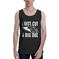 Funny Lawn Mowing Push Mower Tank Top Shirts Athletic T Slim-Fit Crewneck Sleeveless T-Shirts for Mens