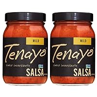 Tenayo Gourmet Salsa Mild (16 oz, 2 Jar) All Natural & Non GMO Mild Salsa with No Preservative or Sugar Added - Taco & Tortilla Chip Dip - 2 Pack