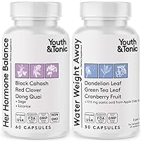 Women Hormone Balance & Water Weight Pills | PMS Menopause Relief & Related Water Loss | All Stages Female Hormonal Support & Natural Diuretics for Swelling | Black Cohosh Red Clover Dong Quai Complex