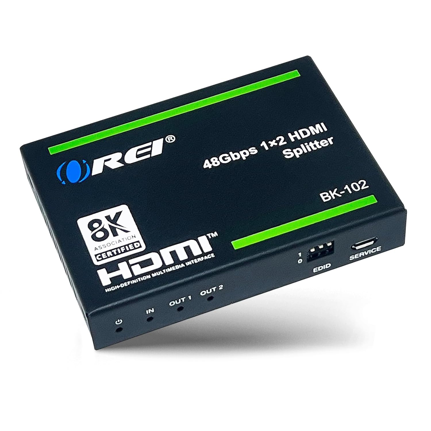 OREI 8K HDMI Splitter 1 X 2, Duplicate/Mirror Any HDMI Signal UltraHD Supports Upto 4K @ 120Hz EDID HDCP 2.3 - (BK-102)