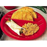 Taco Mex Taco Plate, Reusable, Round, Preparation and Serving Plate, for Soft and Hard Shell Tacos, 10.75 inch Plastic, Uber Look and Quality, Microwave Safe, 1 Pack, Red
