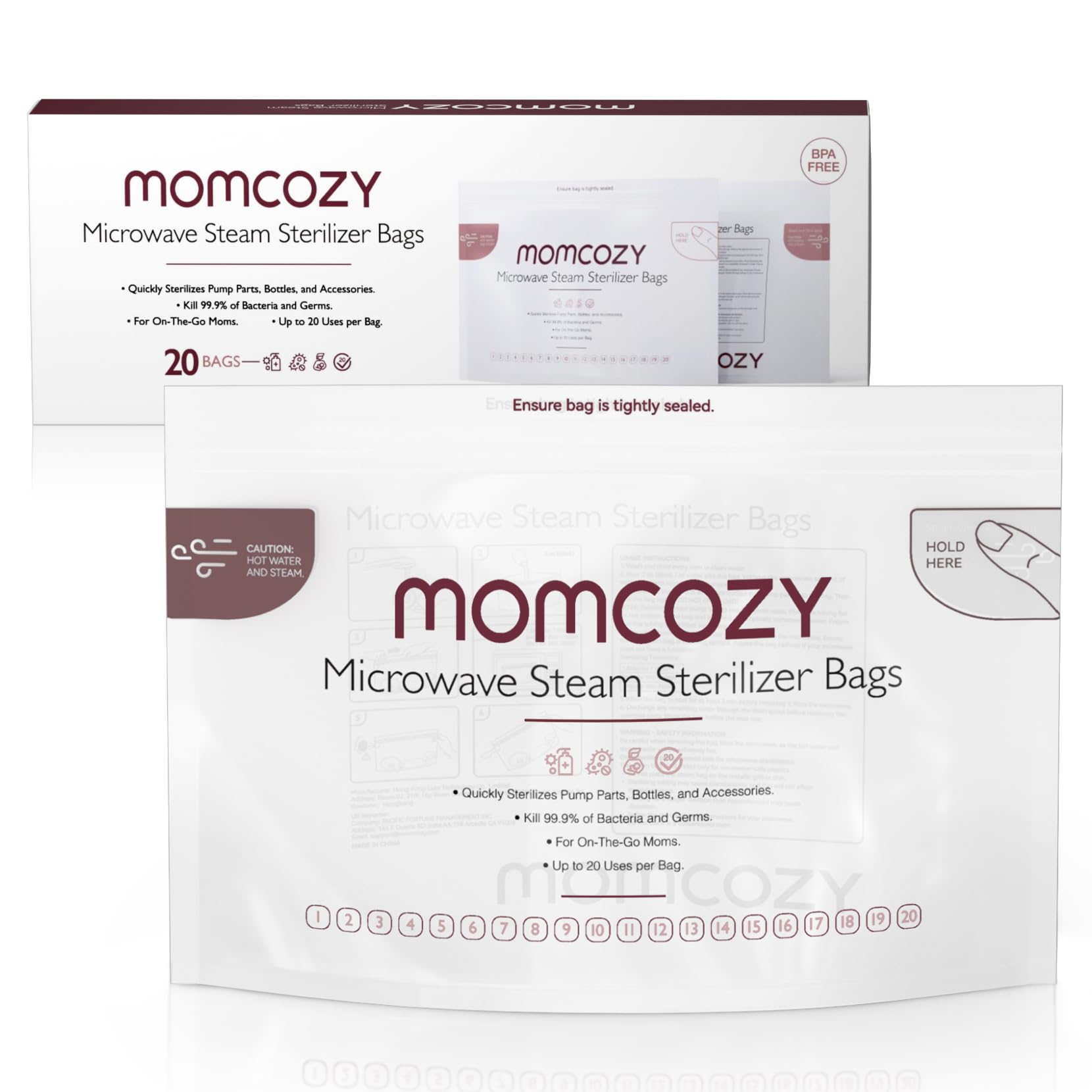 Momcozy Microwave Steam Sterilizer Bags, 15 Count Travel Sterilizer Bags  Reusable for Breast Pump Part/Baby Bottle, 20 Uses Per Bag, Breastpump  Accessories for Momcozy S9 Pro/S12 Pro/V1/V2, NOT for M5 - Yahoo