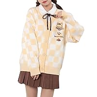 Kawaii Cinnamoroll Cardigan Sweaters for Women Girls Long Sleeve Open Front Knit Cardigans JK School Uniform